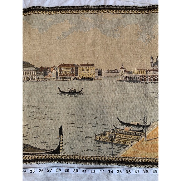 Vintage Italian Wall Rug Art Gondola Venice Tapestry ITALY 46" x 19" - Picture 4 of 11